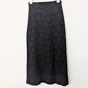 Vintage Y2K Floral Print Jacquard Pull On Maxi Skirt Daisy Black Size Small S